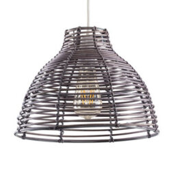 Valuelights Lobster Pot Grey Weave Basket Ceiling Lamp Shade And Bulb