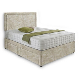 Dining Tables Seoul Matching Headboard Divan Set, 2 Drawer On Same Side With Sprung 1500 Comfort Mattress - Crushed Champagne - Double - thumbnail 4