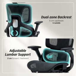 Homcom Ergonomic Office Chair, Mesh Desk Chair With Lumbar Support, Footrest - thumbnail 5