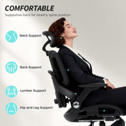 Homcom Ergonomic Office Chair, Mesh Desk Chair With Lumbar Support, Footrest - thumbnail 4