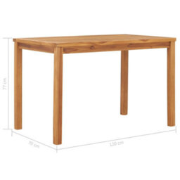 Berkfield Garden Dining Table 120X70X77 Cm Solid Teak Wood - thumbnail 6