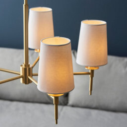 Luminosa Lighting Luminosa Florence Multi Arm Shade Pendant Ceiling Lamp, Satin Brass Plate, Vintage White Fabric - thumbnail 5