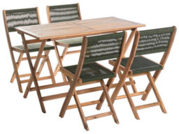 Wyld and Coco Garden Dining Set Green Acacia Wood 120 X 60 Cm - Table And 4 Foldable Chairs - thumbnail 1