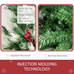 Homcom 6Ft Snow-Dipped Artificial Christmas Tree W/ Red Berries Metal Base - thumbnail 8