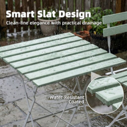 Outsunny Outdoor Bistro Set Folding For 2 People White Green - thumbnail 7