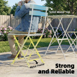 Outsunny Outdoor Bistro Set Folding For 2 People White Green - thumbnail 6