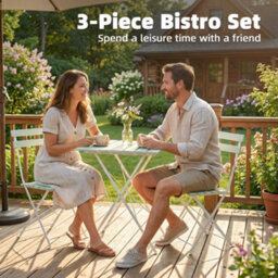 Outsunny Outdoor Bistro Set Folding For 2 People White Green - thumbnail 5