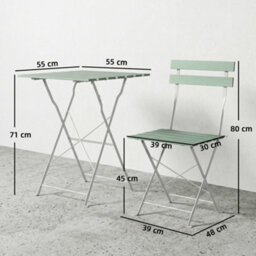 Outsunny Outdoor Bistro Set Folding For 2 People White Green - thumbnail 3
