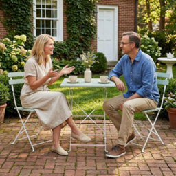 Outsunny Outdoor Bistro Set Folding For 2 People White Green
