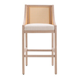 Thehotsale 48Cm W X 48.5Cm D X 109Cm H Set Of 2 Upholstered Rattan Bar Stools With Wood Frame Counter Height Stools Beige - thumbnail 2
