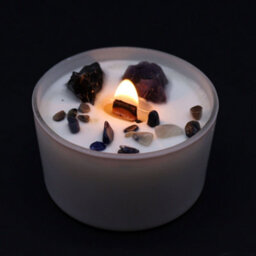 Serenityy Chakra Crystal Candles - Solar Plexus Chakra Candle With Amethyst And Black Agate, 360G, Deep In The Forest Fragrance - thumbnail 1