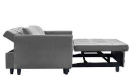 Sofa Bed Double, Convertible 3 In 1 Pull Out Velvet Sofa Bed, 2 Seater Guest Bed Settee, Max Load 300Lbs - Gray - thumbnail 8