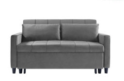 Sofa Bed Double, Convertible 3 In 1 Pull Out Velvet Sofa Bed, 2 Seater Guest Bed Settee, Max Load 300Lbs - Gray - thumbnail 4
