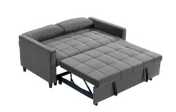 Sofa Bed Double, Convertible 3 In 1 Pull Out Velvet Sofa Bed, 2 Seater Guest Bed Settee, Max Load 300Lbs - Gray - thumbnail 5
