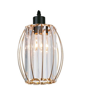 Giggi Gold Metal K9 Crystal Light Shade 16Cm X 20Cm, Cylinder Shape With Oval Ring - image 1