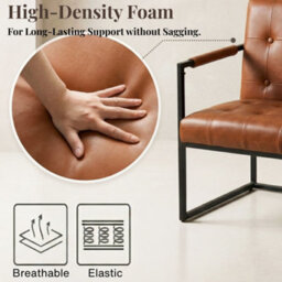 Evre Brown Pu Leather Accent Armchair Tub Chair With Metal Frame - thumbnail 6