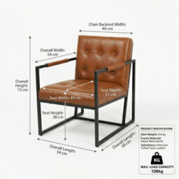Evre Brown Pu Leather Accent Armchair Tub Chair With Metal Frame - thumbnail 2