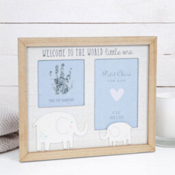 "Petit Cheri Baby Hand Print & Photo Frame 4X6"" - Welcome To The World (Blue)" - thumbnail 2