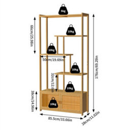 Tall Bamboo Open Bookcase Shelf Cupboard Storage Rack For Living Room - thumbnail 2
