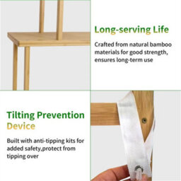 Tall Bamboo Open Bookcase Shelf Cupboard Storage Rack For Living Room - thumbnail 4