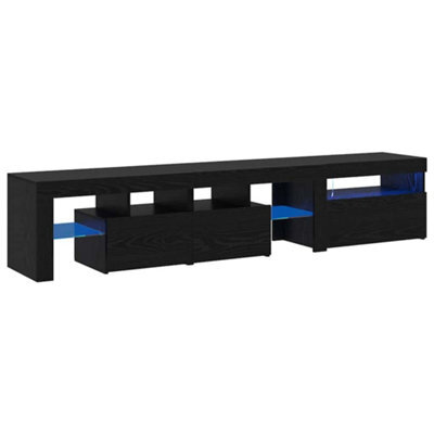 Berkfield Sleek Tv Cabinets 2 Pcs With Led Lights Black Oak Engineered Wood - image 1