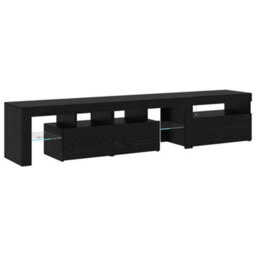 Berkfield Sleek Tv Cabinets 2 Pcs With Led Lights Black Oak Engineered Wood - thumbnail 9