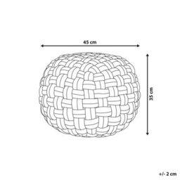 Wyld And Coco Red Velvet Basketweave Pouffe 45 X 35 Cm, Eps-Filled Round Footstool - thumbnail 4