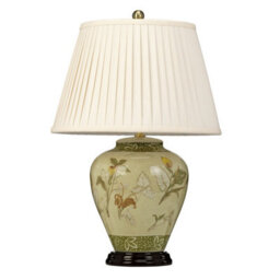 Elegant Chinese Porcelain Table Lamp With Cream Shade And Aged Brass Finish - thumbnail 2