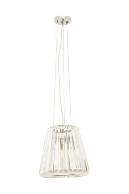 Orsina 3 Bulb Pendant Light, Cone-Shaped Pendant Light With Clear Glass & Chrome Frame, Crystal Ceiling Light - image 1