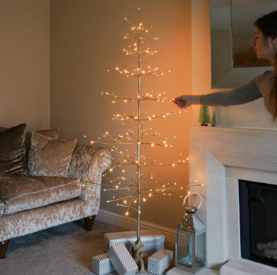 Festive Champagne Twig Christmas Tree With Trad Warm White Leds - 4Ft (120Cm) - image 1
