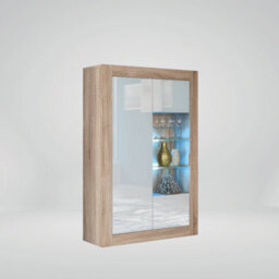 Modern Sideboard Display Cabinet Cupboard Tv Stand Living Room High Gloss Doors - Oak & White - thumbnail 4