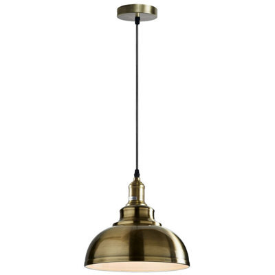 Ledsone Brass Pendant Light  Retro Industrial Hanging Lamp With Metal Ceiling Shade, Led Compatible - image 1