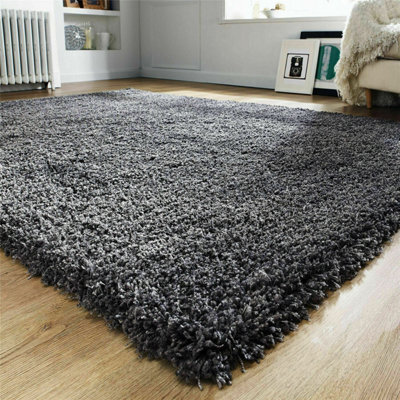 Prime Plus Extra Thick Heavy 5Cm Pile Soft Shaggy Rugs Modern Area Rugs Bedroom Hall Rugs (Dark Grey, 160 X 230Cm) - image 1