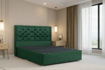 "Nexus Tuscany Emerald Plush Divan Bed Base No Drawers With 54"" Floor Standing Headboard 5' King" - image 1