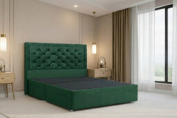 "Nexus Tuscany Emerald Plush Divan Bed Base No Drawers With 54"" Floor Standing Headboard 5' King" - thumbnail 1