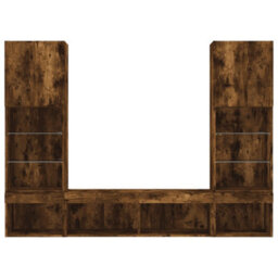 Berkfield 5 Piece Tv Wall Units With Led Smoked Oak Engineered Wood - thumbnail 7
