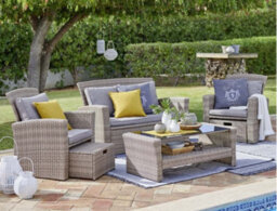 Impact Furniture Garden Sofa Set Outdoor Rattan Couch Lounge Luxury Patio Modular 6 Seater Furniture With Storage Beige Brown Cushions Vic - thumbnail 3
