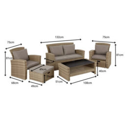 Impact Furniture Garden Sofa Set Outdoor Rattan Couch Lounge Luxury Patio Modular 6 Seater Furniture With Storage Beige Brown Cushions Vic - thumbnail 8