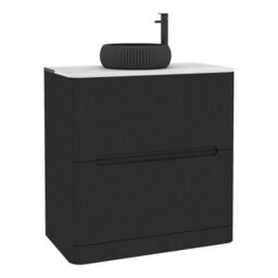 Royal Bathrooms Venice 800mm Matt Nocturne Black Freestanding Bathroom Countertop Vanity Unit 2 Drawer With Milan Black Basin - thumbnail 7