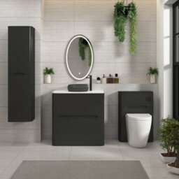 Royal Bathrooms Venice 800mm Matt Nocturne Black Freestanding Bathroom Countertop Vanity Unit 2 Drawer With Milan Black Basin - thumbnail 4