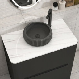 Royal Bathrooms Venice 800mm Matt Nocturne Black Freestanding Bathroom Countertop Vanity Unit 2 Drawer With Milan Black Basin - thumbnail 6
