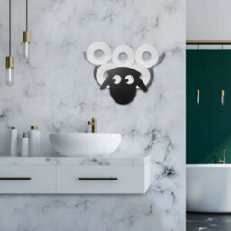 Black Sheep Toilet Roll Paper Metal Holder Tissue Storage Wall Mount - thumbnail 1