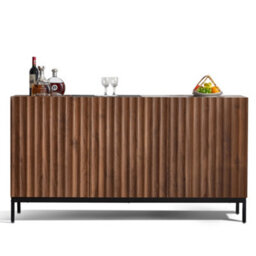 Btm 150X40X80Cm Dark Oak Sideboard, 3 Doors, Wavy 3D Design, Adjustable Shelves, Midcentury Cabinet - thumbnail 9