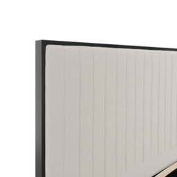 Wyld Haus Killarney King Size Bed Cream Velvet Tall Ribbed Headboard Matt Black Frame - thumbnail 5