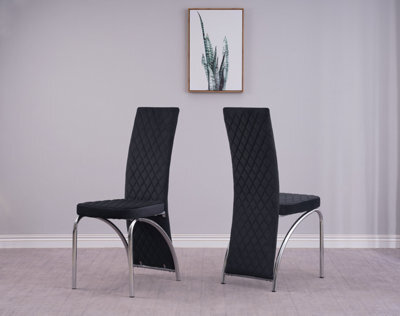 Modernique Irine Black Velvet Dining Chairs Set Of 4, High Back Chairs With Chrome Frame In Black - image 1