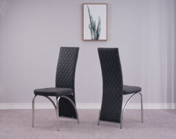 Modernique Irine Black Velvet Dining Chairs Set Of 4, High Back Chairs With Chrome Frame In Black - thumbnail 3