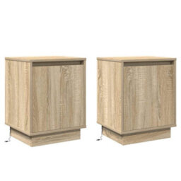 Berkfield Bedside Cabinets With Led Lights 2 Pcs Sonoma Oak 39X34,5X50 Cm - thumbnail 2