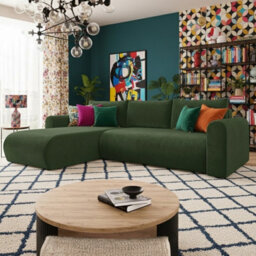 Universal Corner Sofa Bed With Storage Profiled Comfort Modern Fabric Left Or Right Hand 212 122Cm Sleeping Area Green - thumbnail 2