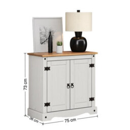 Mercers Furniture Corona White 2 Door Cupboard Sideboard Solid Pine With Mexican Styling - thumbnail 2