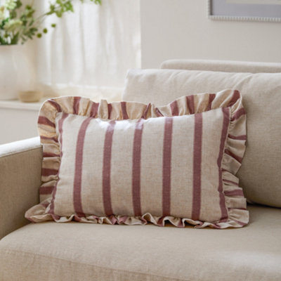 Wylder Connie Striped Ruffle Polyester Filled Cushion, Clay Pink, 35Cm X 50Cm - image 1